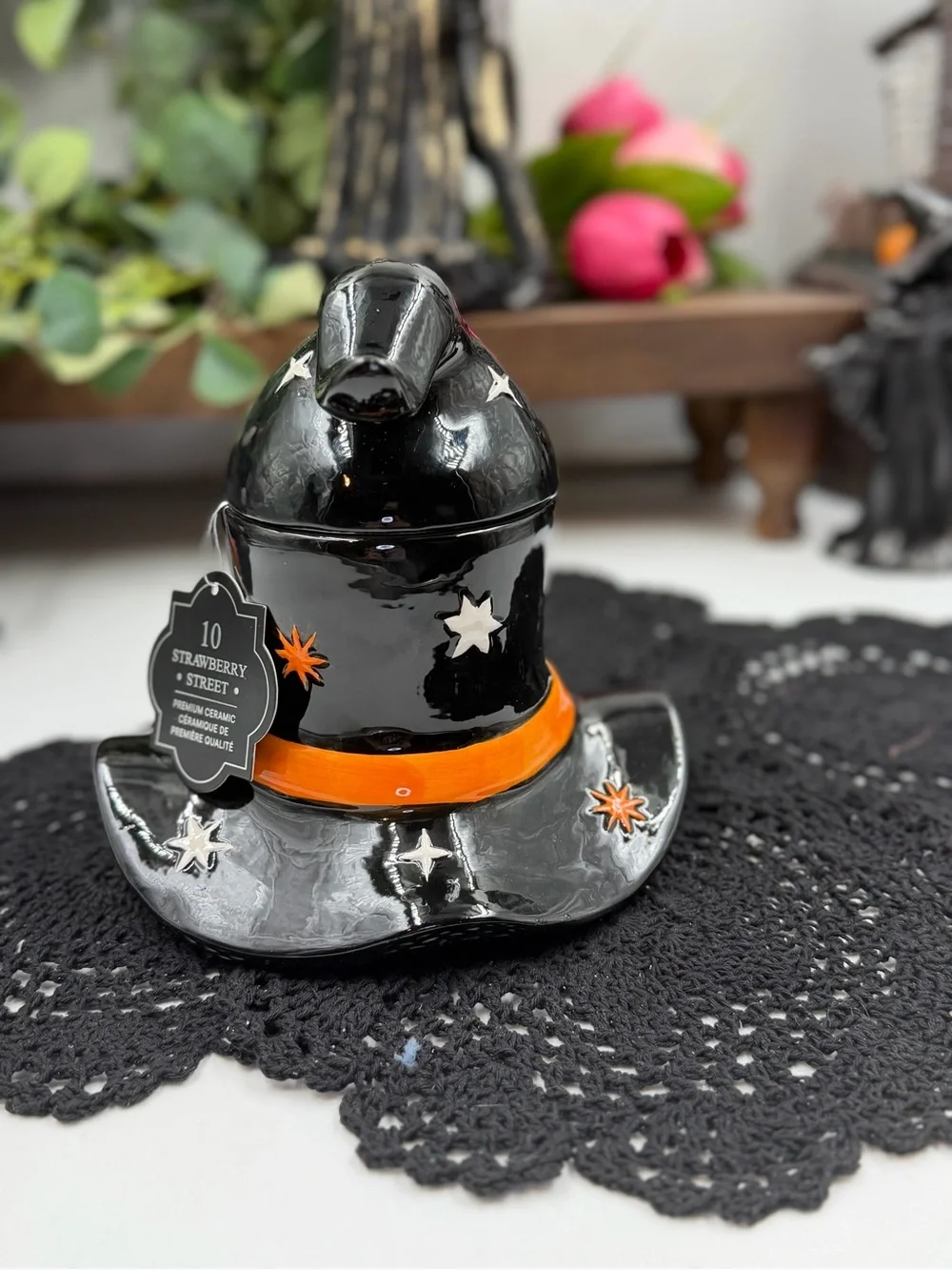 10 strawberry street witch hat ceramic candy dish halloween decor